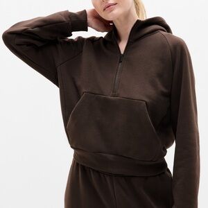 NEW Athleta Hoodie Half-Zip Forever Fleece Sweatshirt in Truffle Brown - XS